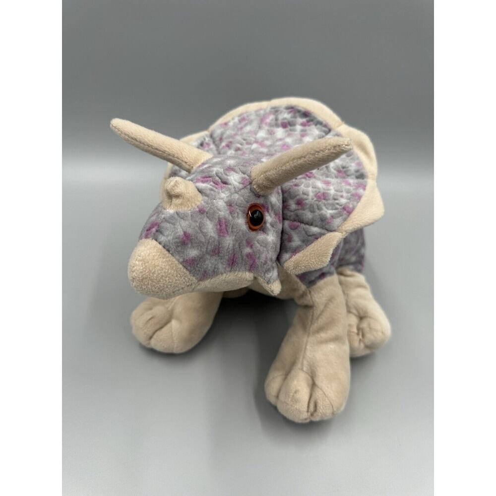 Wild Republic Triceratops Dinosaur Plush Stuffed Animal 12" Purple Tan